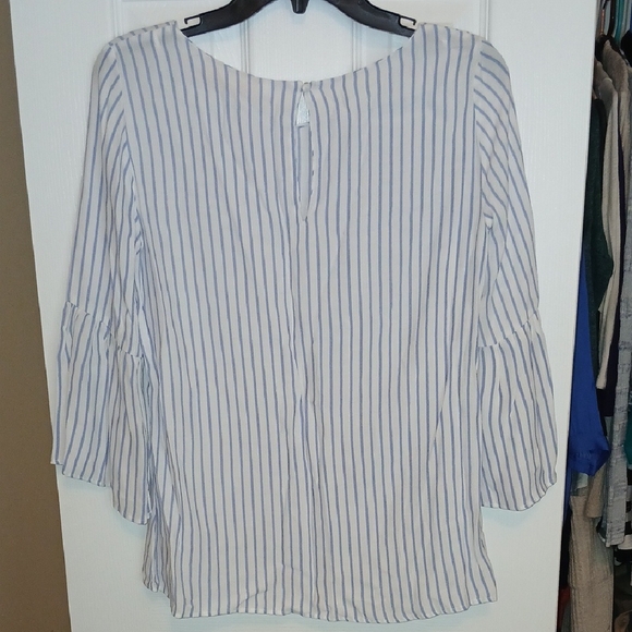 Zara Blue and White Striped Blouse - Picture 3 of 5
